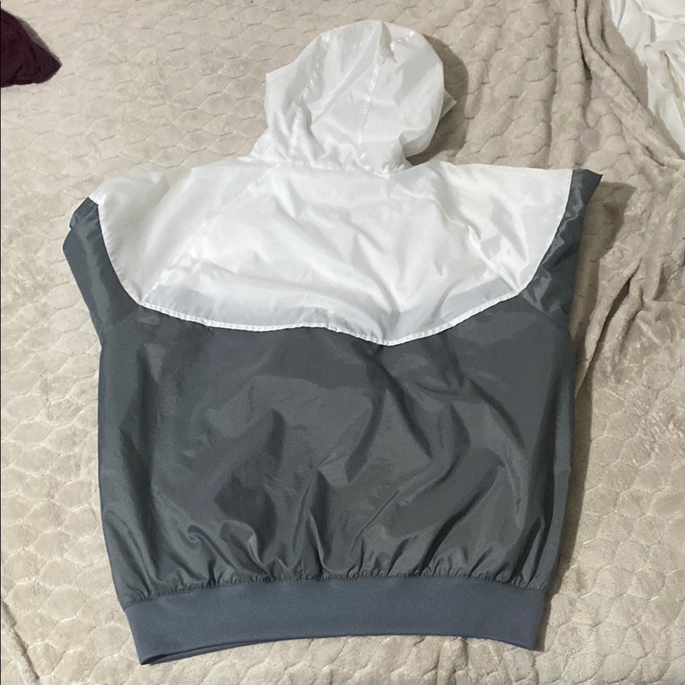 White and Gray Hooded Jacket